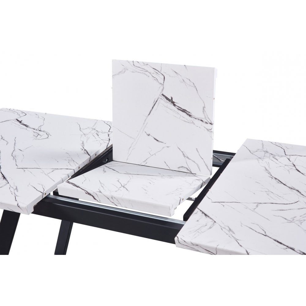 Toga Oxford LUX Dining Set - Toga Extendable White Dining Table w/ a Set of 4 Oxford LUX Velvet Dining Chairs