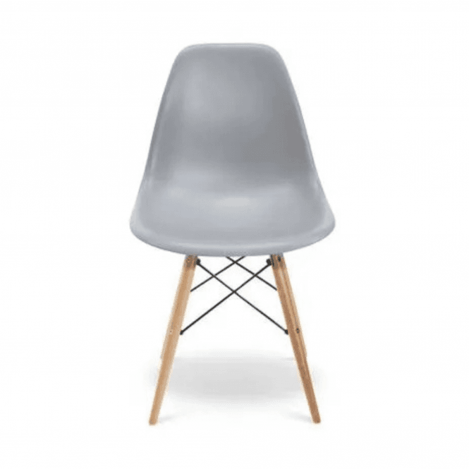 Eiffel Halo Round Dining Table Set with 4 Chairs - MDF Top, Plastic Chairs with Wooden Legs