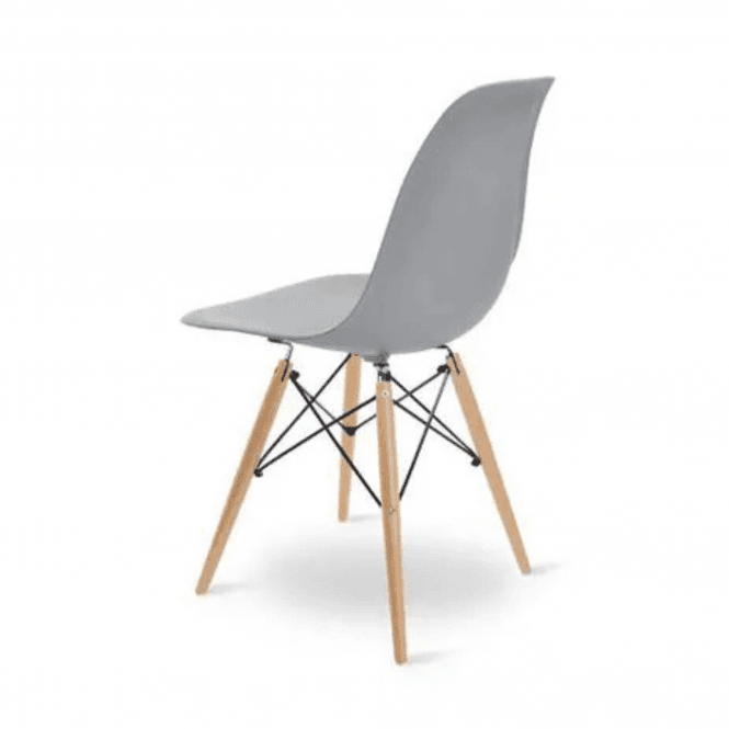 Eiffel Halo Round Dining Table Set with 4 Chairs - MDF Top, Plastic Chairs with Wooden Legs