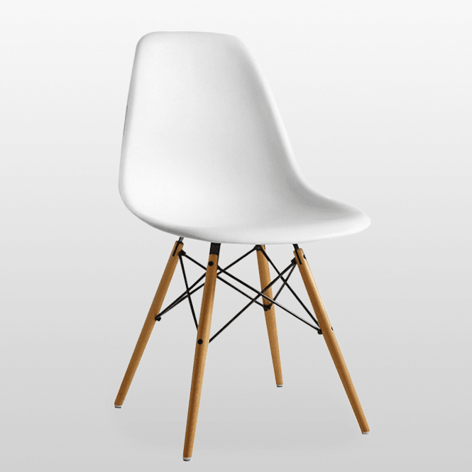 Eiffel Halo Round Dining Table Set with 4 Chairs - MDF Top, Plastic Chairs with Wooden Legs