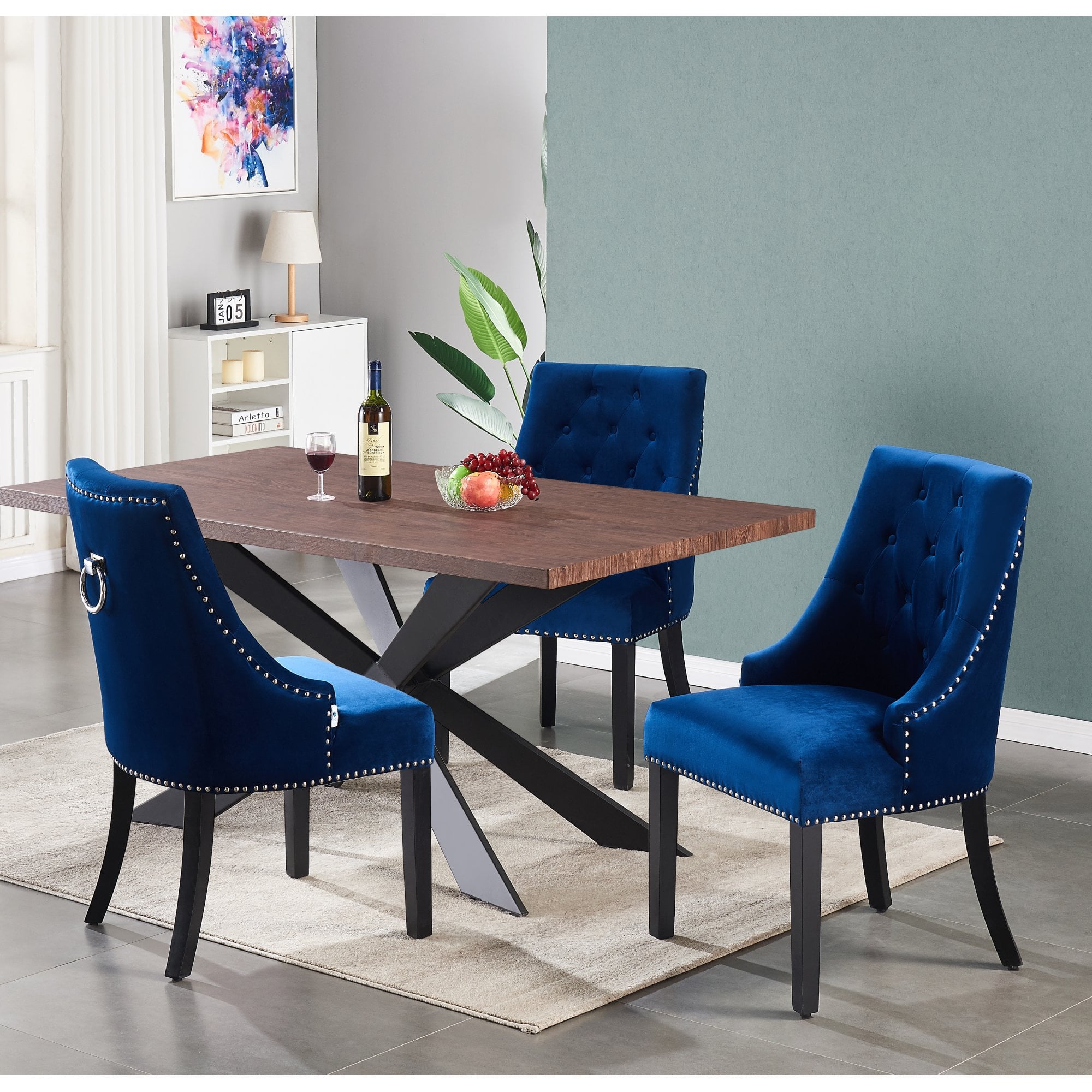 Windsor Duke Lux Dining Set - A Walnut Table with Set of 4 Dining Chairs