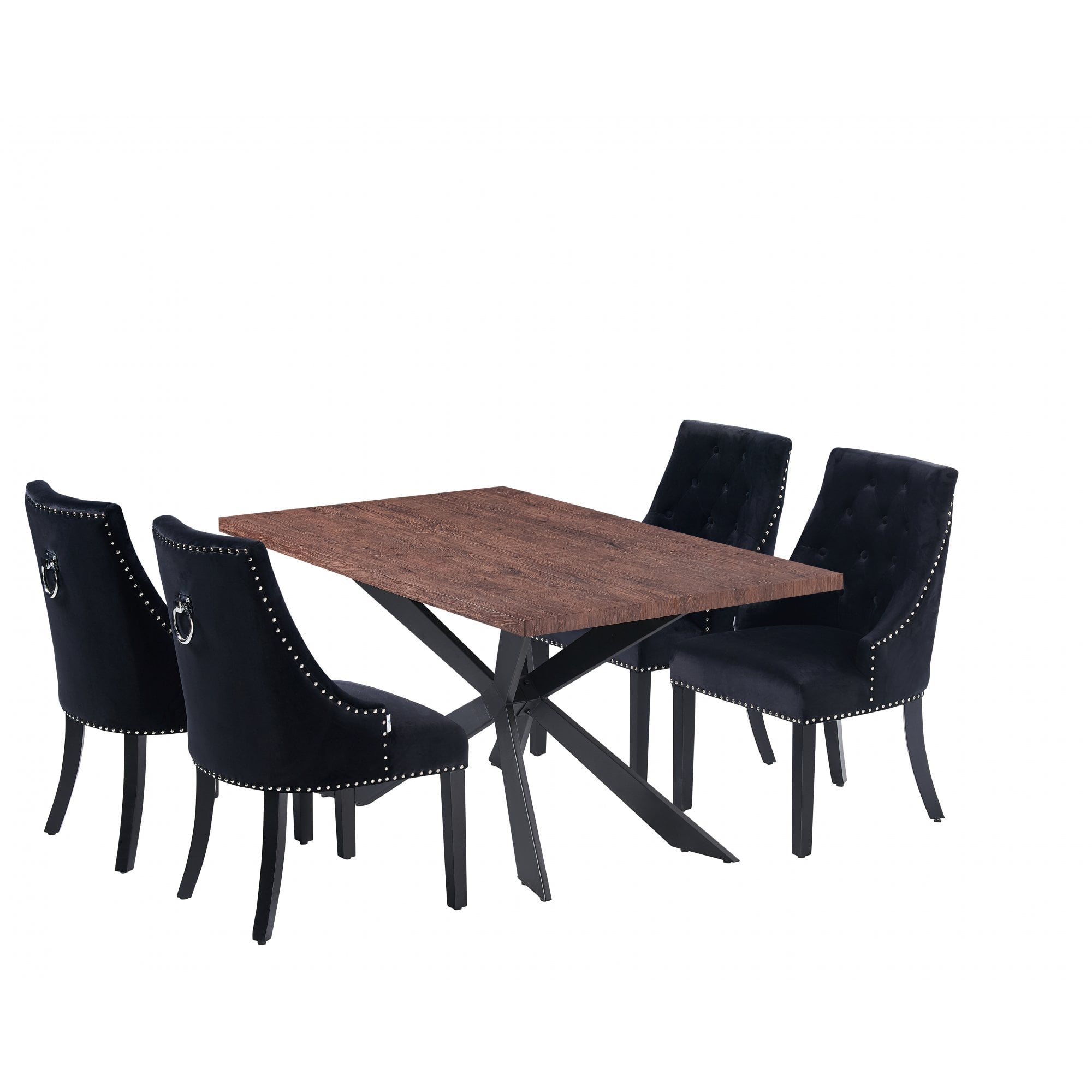 Windsor Duke Lux Dining Set - A Walnut Table with Set of 4 Dining Chairs