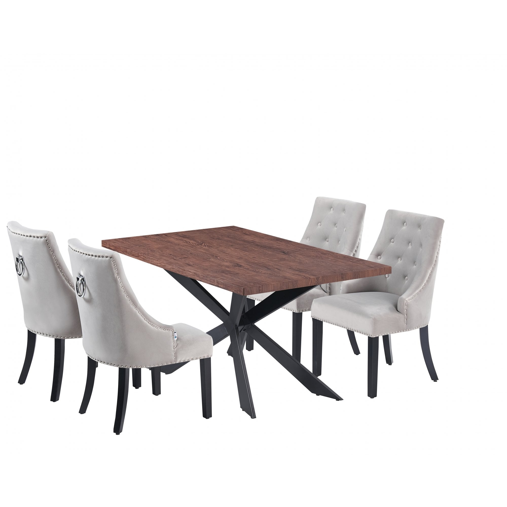Windsor Duke Lux Dining Set - A Walnut Table with Set of 4 Dining Chairs
