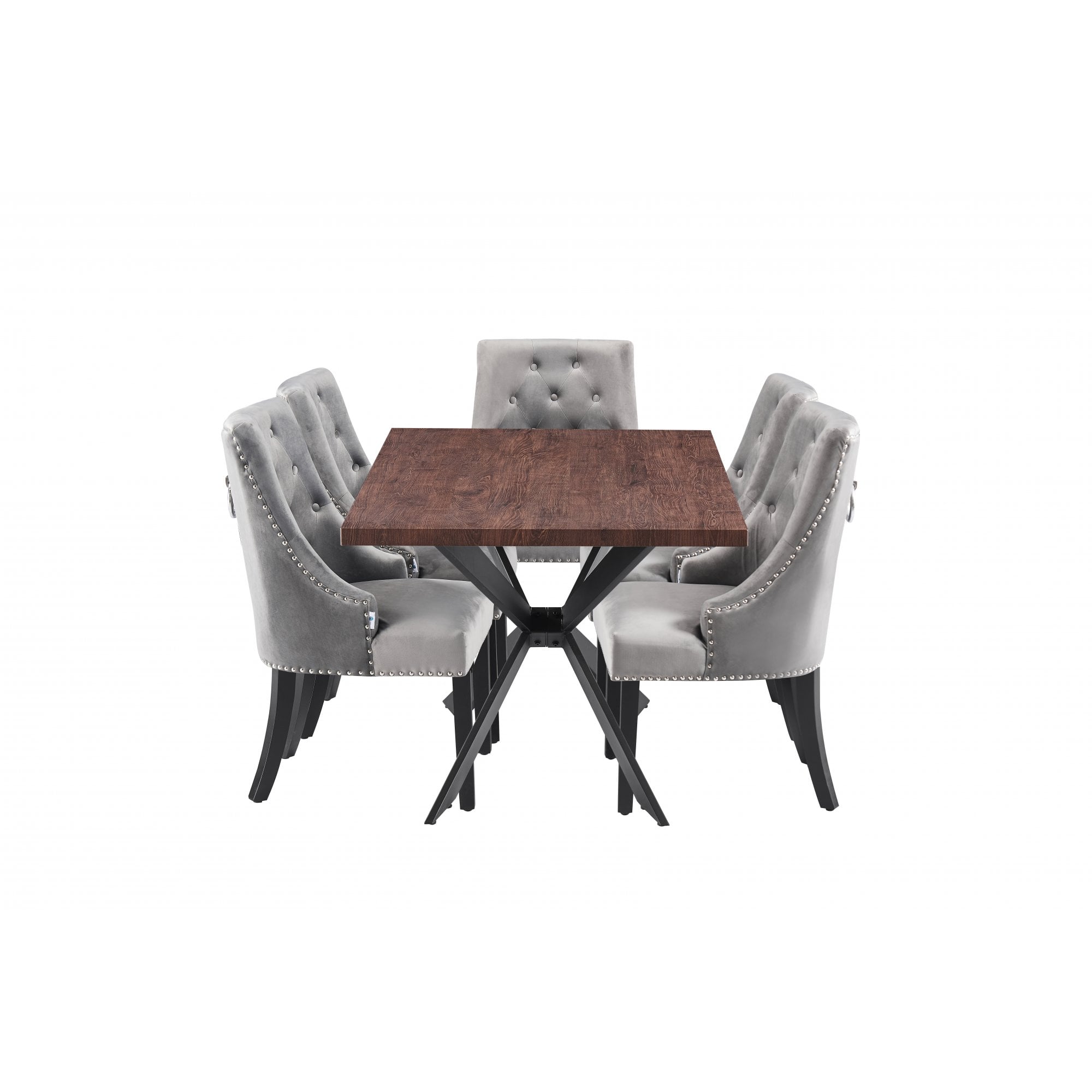 Windsor Duke Lux Dining Set - A Walnut Table with Set of 4 Dining Chairs