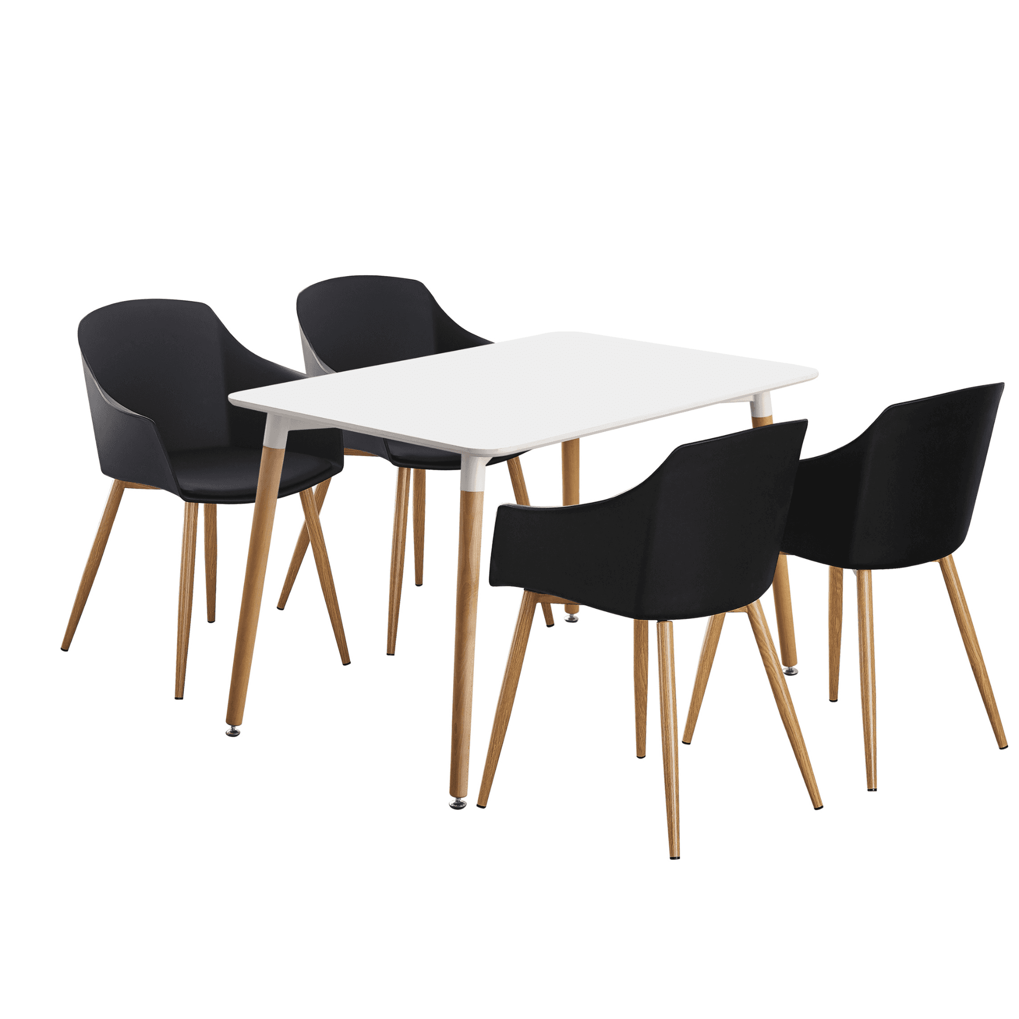 Eden Halo Dining Set - a White Dining Table and Set of 4 Dining Chairs