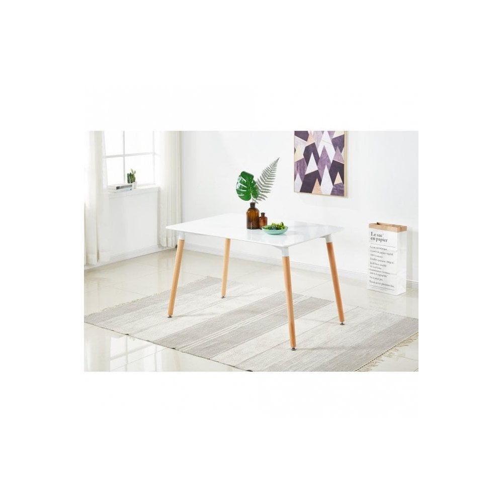 Eden Halo Dining Set - a White Dining Table and Set of 4 Dining Chairs