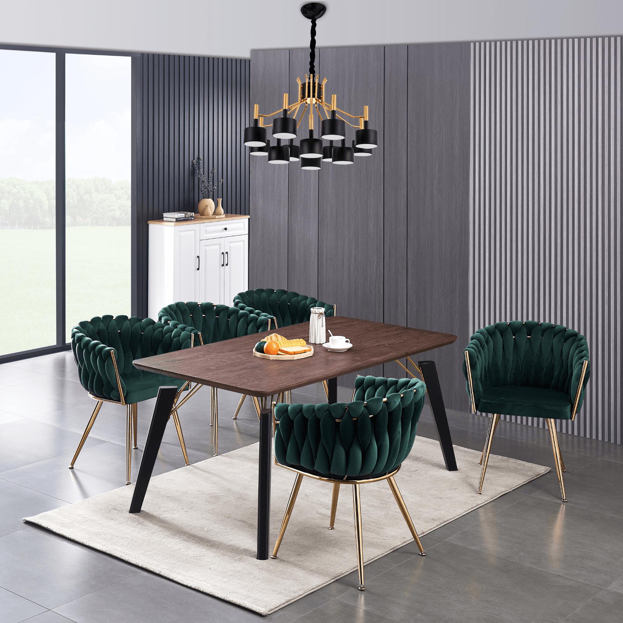 Roma Knot LUX Velvet Dining Chair - Plush Upholstery with Gold Frame