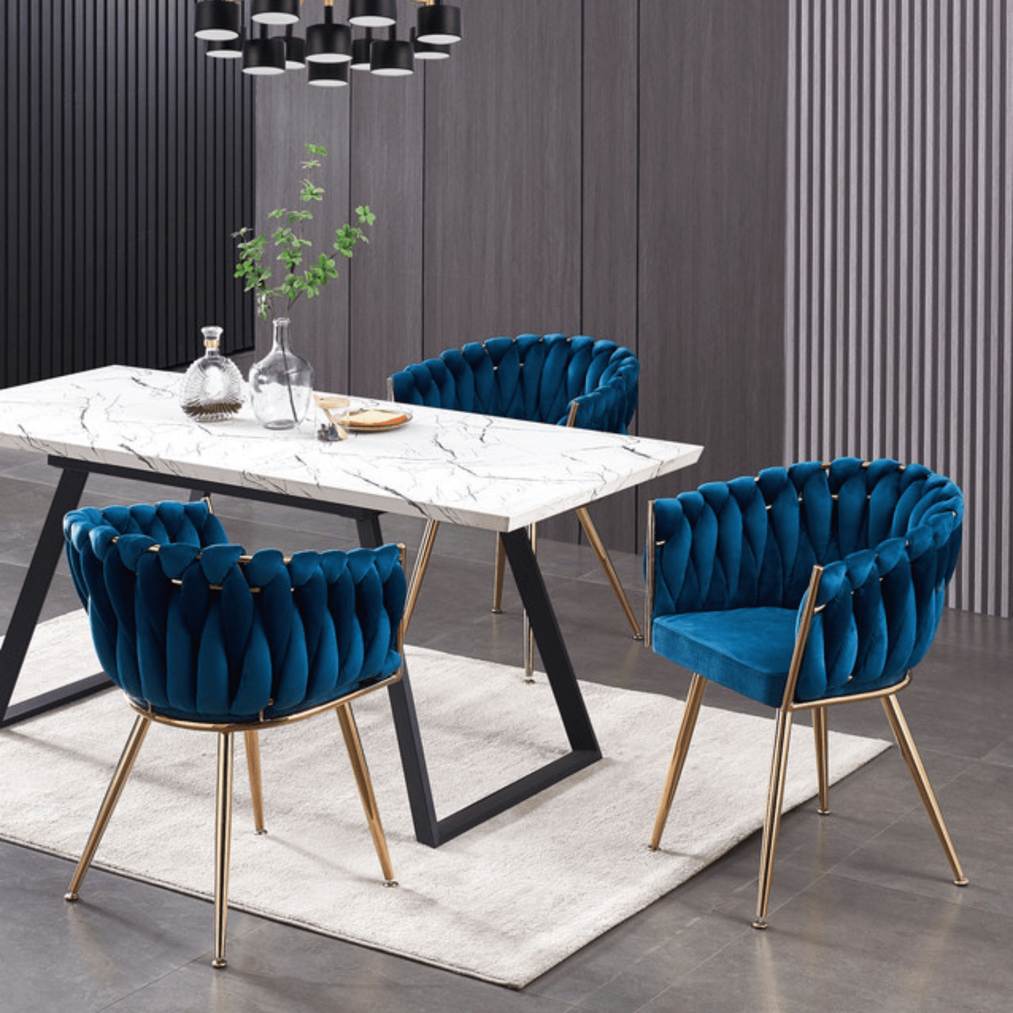 Roma Knot LUX Velvet Dining Chair - Plush Upholstery with Gold Frame