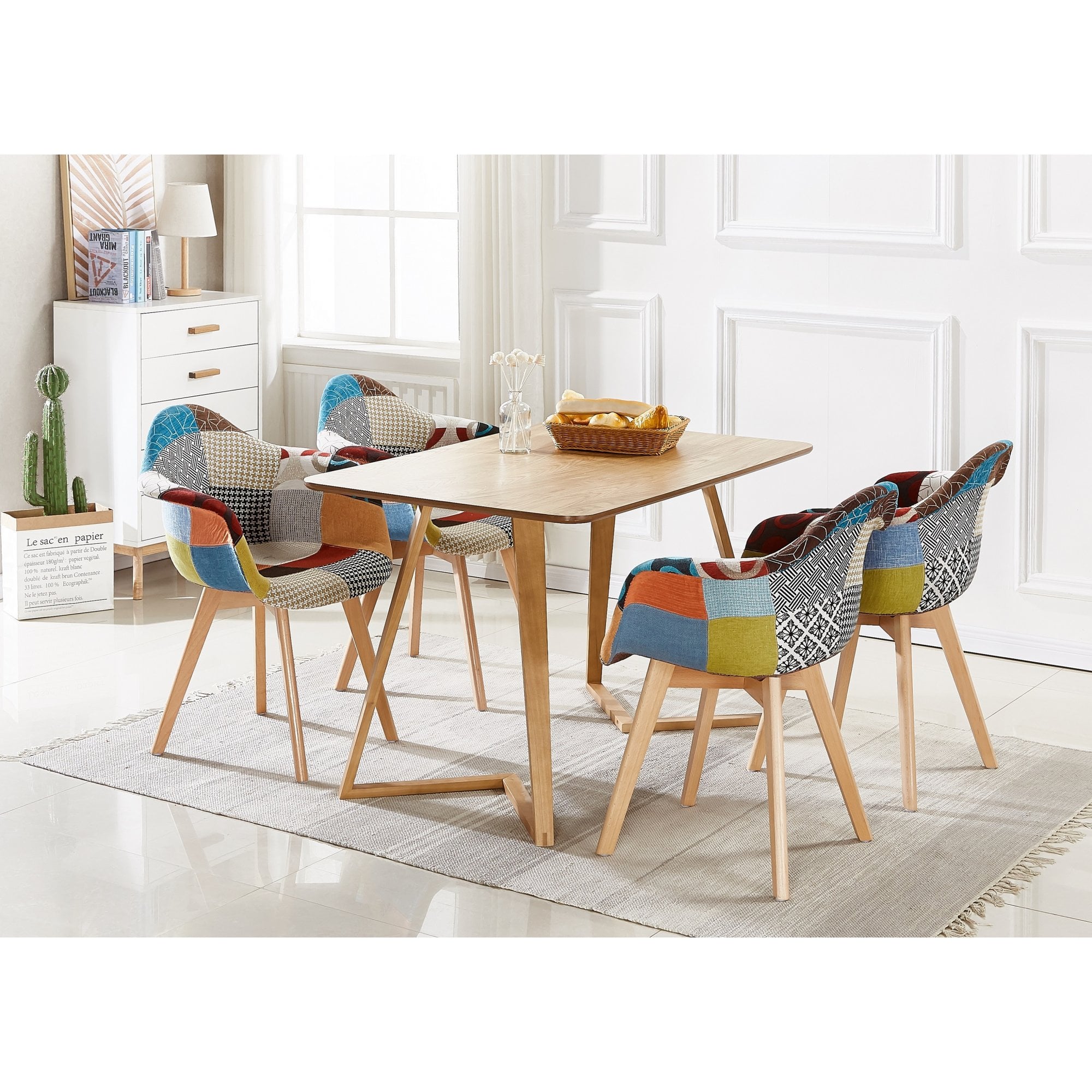 Dallas Scandinavian-inspired Dining Table -Easy Clean Wooden Table Top with Wooden Legs