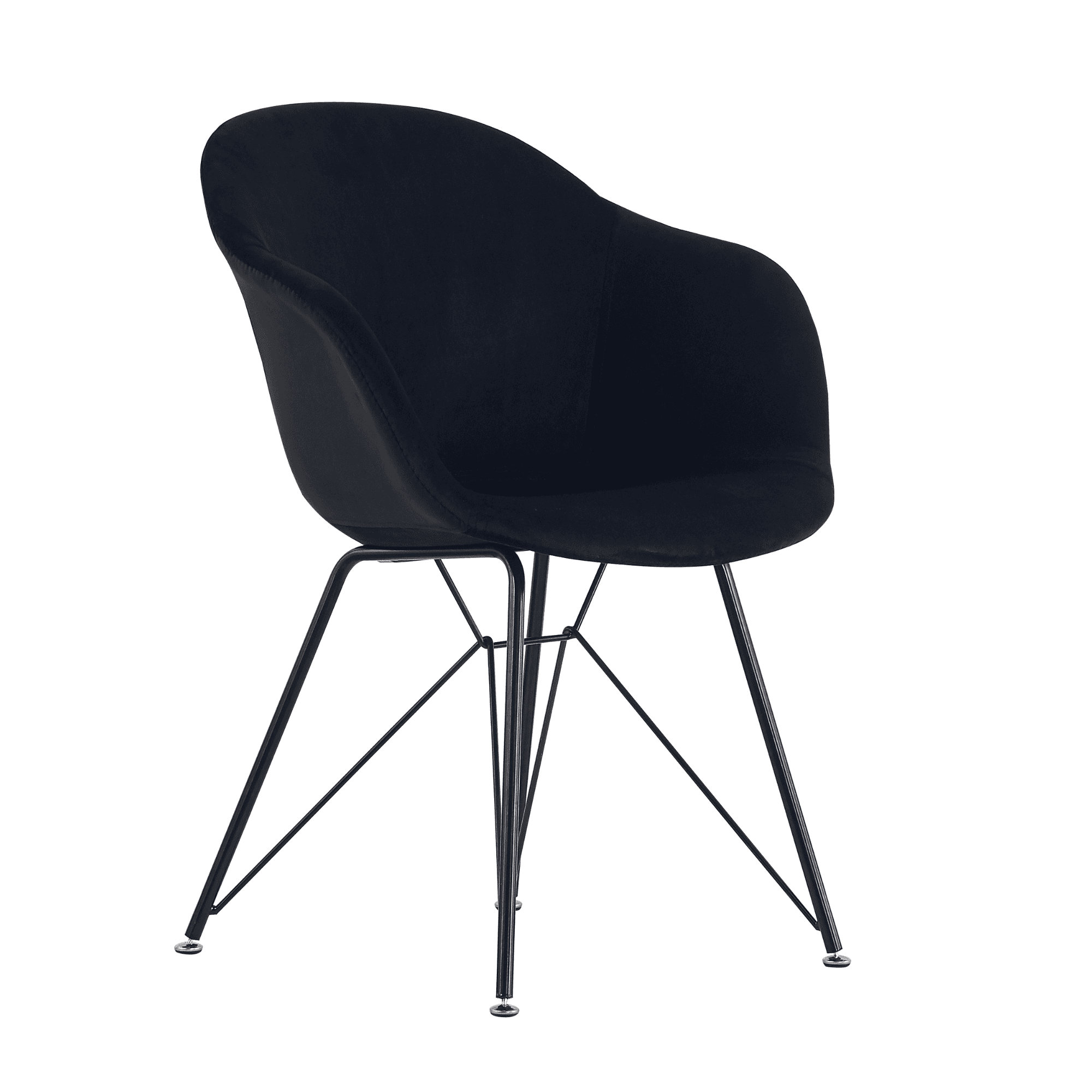 Valentina Dallas Dining Table Chairs Set of 4 - An Oak Dining Table & Set of 4 Black Velvet Dining Chairs
