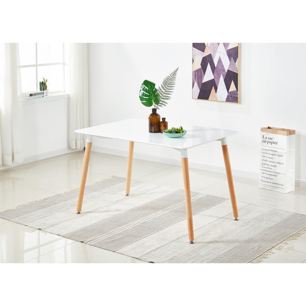 Halo Dining Table and Chair Set for 4 - Eiffel Plastic Chairs and a Rectangle Dining Table