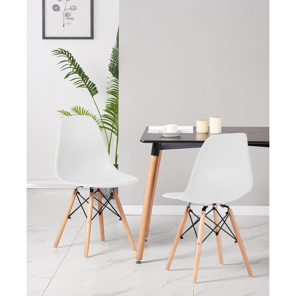 Halo Dining Table and Chair Set for 4 - Eiffel Plastic Chairs and a Rectangle Dining Table