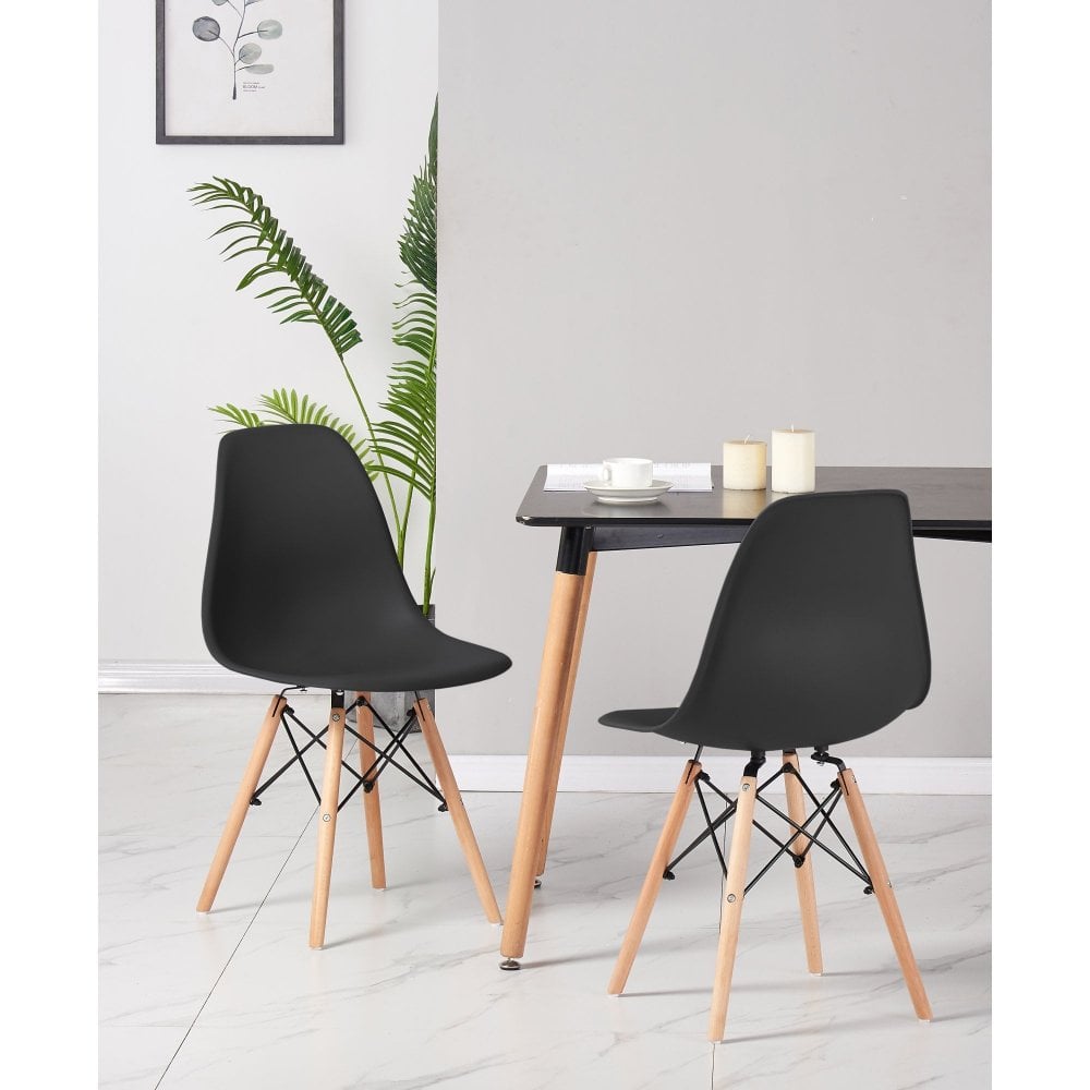 Halo Dining Table and Chair Set for 4 - Eiffel Plastic Chairs and a Rectangle Dining Table