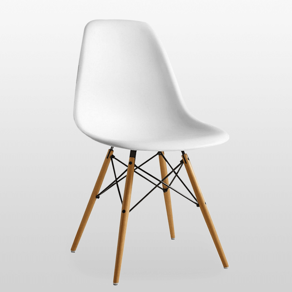 Halo Dining Table and Chair Set for 4 - Eiffel Plastic Chairs and a Rectangle Dining Table