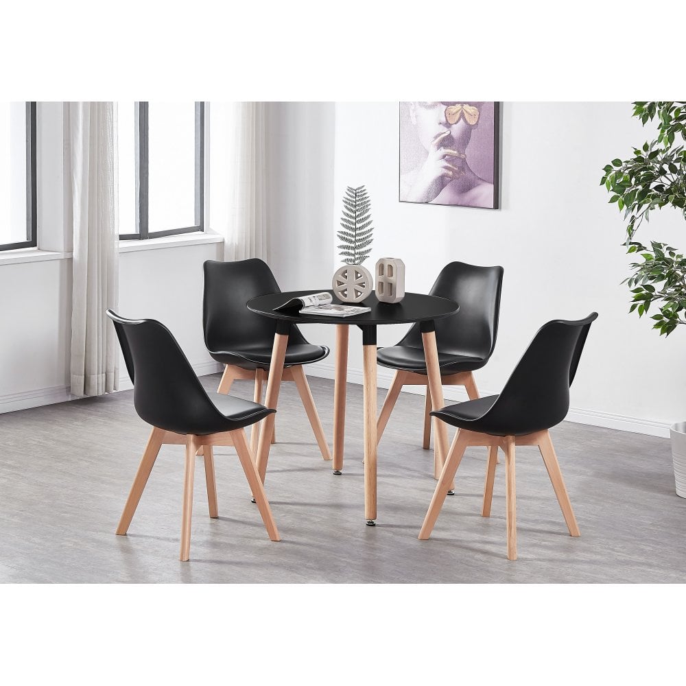 Jamie Halo Round Dining Table Set with 4 Chairs