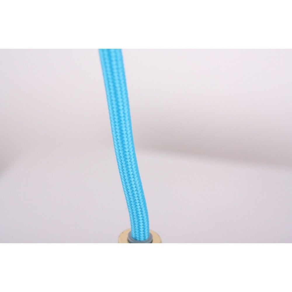 Luce Hanging Blue Ceiling Light with Oak Wood Spindle