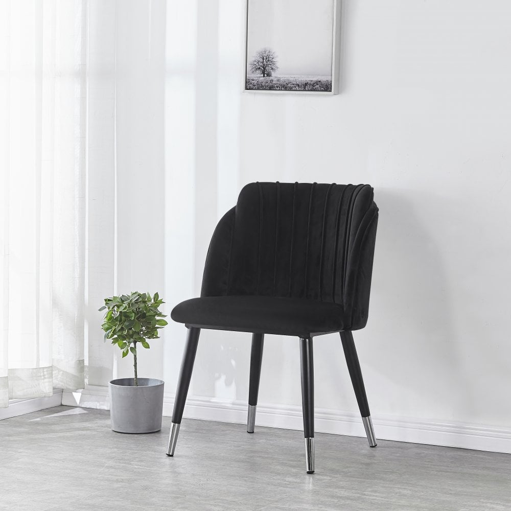 Milano Duke LUX Dining Set | a Oak Dining Table & 4 Dining Chairs with Silver End Caps