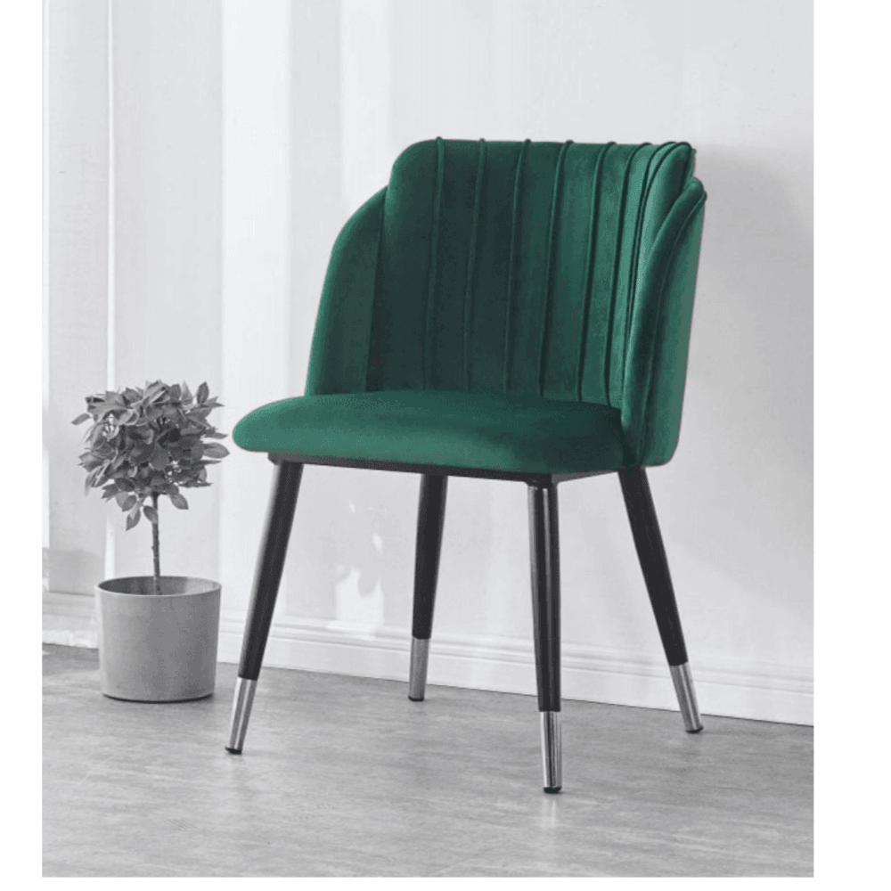 Milano Duke LUX Dining Set | a Oak Dining Table & 4 Dining Chairs with Silver End Caps