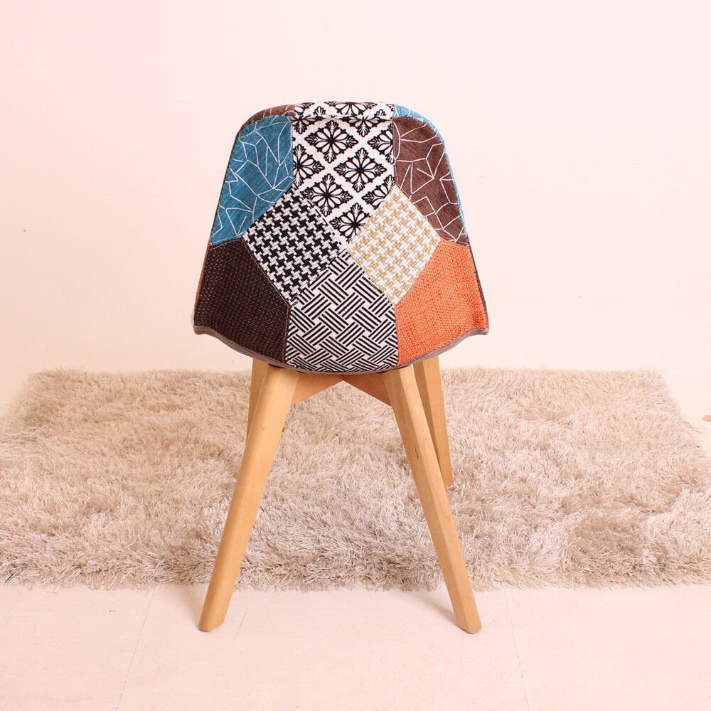 Patchwork Dallas Dining Set for 4 - a Dining Table & Set of 4 Pacthwork Fabric Dining Chairs - Scandinavian Desig