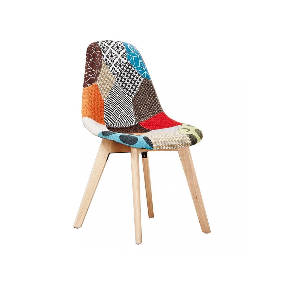 Patchwork Halo Dining Table Set - Set of 4 Patchwork Retro Chairs & a Halo Dining Table w/ Solid Wooden Legs