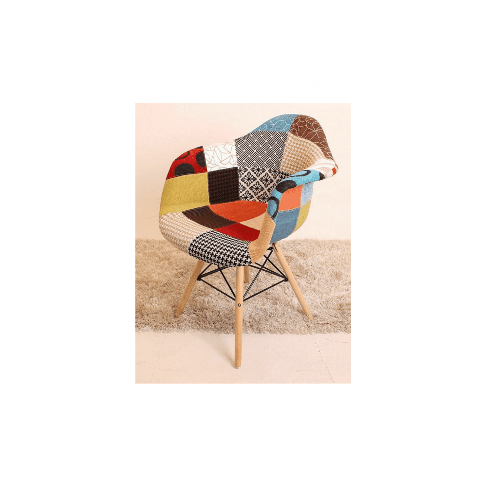 Patchwork Halo Dining Table Set with 4 Chairs
