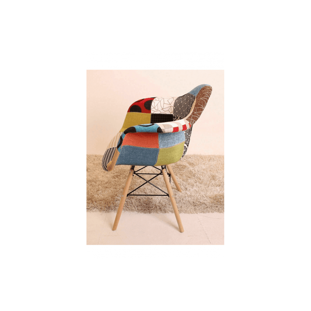 Patchwork Halo Dining Table Set with 4 Chairs