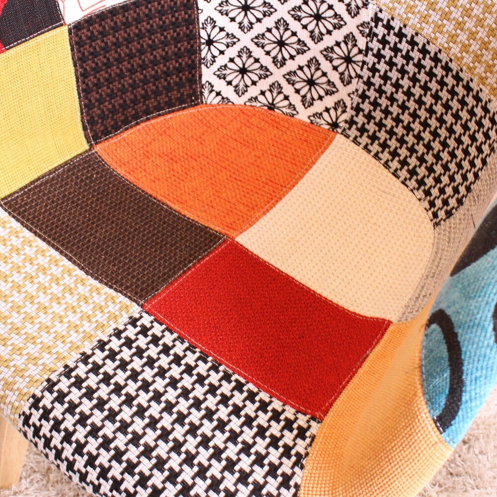 Patchwork Tub Chair with Armrests – Stylish Fabric Dining Chair Multicolored