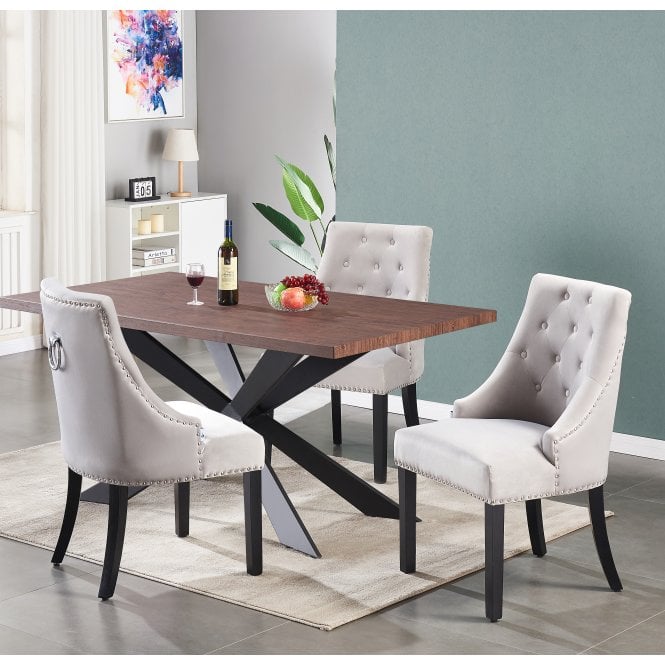 Windsor Duke Lux Dining Set - A Walnut Table with Set of 6 Dining Chairs