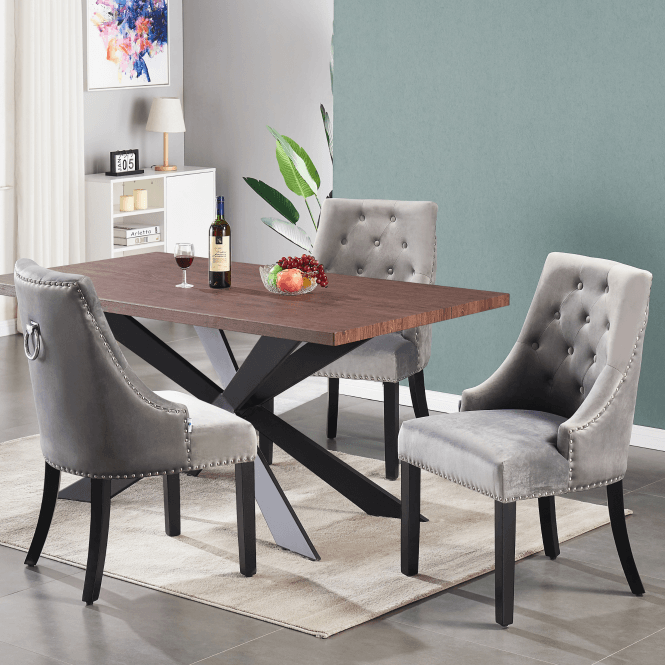 Windsor Duke Lux Dining Set - A Walnut Table with Set of 6 Dining Chairs